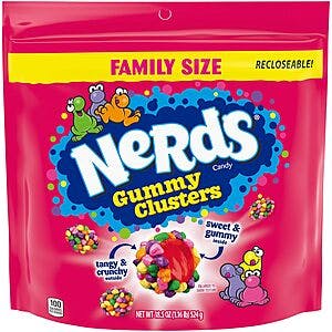 18.5-Oz Nerds Gummy Clusters Candy Family Size Bag (Rainbow) $3.70 w/ Subscribe & Save