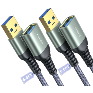 2-Count 6.6' AINOPE USB 3.0 Type A Male to Female Extension Cable $4 