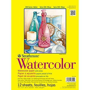 12-Sheet 9" x 12" Strathmore 300 Series Watercolor Paper Pad (Tape Bound) $3.55 