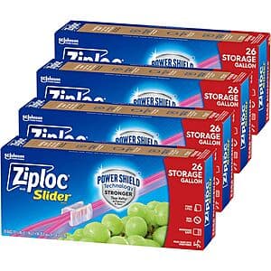 4-Pack of 26-Count Ziploc Gallon Food Storage Slider Bags $4.70 w/ Subscribe & Save