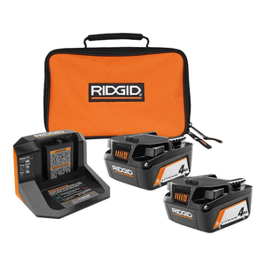 2-Pack Ridgid 4Ah 18V Batteries w/ Charger & Bag $79 + Free Shipping