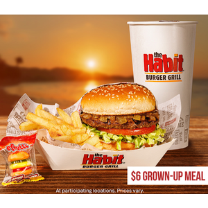 Habit Burger Grown-Up Meal: Original Charburger + Small Fries + Regular Drink $6 + Free Store Pickup (Participating Locations)