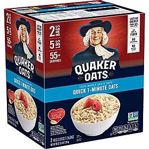 2-Pack 40-Oz Quaker Quick 1-Minute Oatmeal $6.03 w/ Subscribe & Save