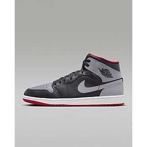 Nike Men's & Women's Air Jordan 1 Mid Shoes (Black/Fire Red/White/Cement Grey) $61.50 + Free Shipping