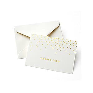 50-Pack Gartner Studios Gold Foil Dots Thank You Cards (Ivory, 3.5” x 5”) $4.90 