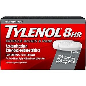 24-Count Tylenol 8 Hour Muscle Aches & Pain Relief Extended-Release Tablets $1.90 w/ Subscribe & Save