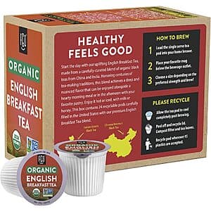 24-Count FGO Organic English Breakfast Tea K-Cup Pods $3.32 w/ S&S + Free Shipping w/ Prime or on $35+