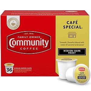 Community Coffee: 36-Ct Cafe Special K-Cup Pods (Medium-Dark) $9.75 & More w/ Subscribe & Save