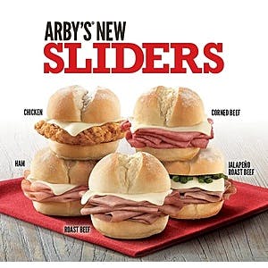 Arby's Online Orders: Sliders (Roast Beef, Chicken, Buffalo Chicken or Jalapeno) $1 Each (Valid thru March 10th)
