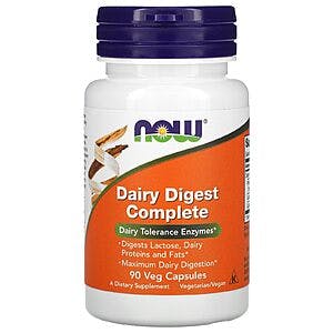 90-Count NOW Dairy Digest Complete Dairy Digestive Enzyme Capsules $4.90 w/ Subscribe & Save $4.93