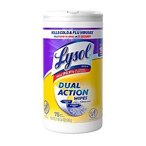 75-Count Lysol Dual Action Disinfectant Wipes (Citrus Scent) $3.75 w/ Subscribe & Save