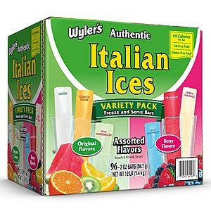 96-Count 2-oz. Wyler's Authentic Italian Ices Freezer Bars (Assorted Flavors) $9.70 