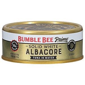 Select Accounts 40% Off Bumble Bee Tuna:12-Pack 5-Oz Albacore Tuna in Water $16.40 & More w/ S&S