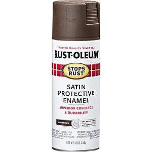 12-Oz Rust-Oleum Stops Rust Spray Paint (Satin Dark Brown) $3.35 