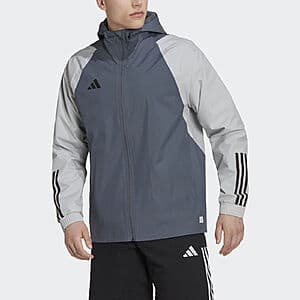 adidas Men's Tiro 23 Competition Water-Repellant All-Weather Jacket (Size S,L,XXL, Team Onix /Team Light Grey) $30 + Free Shipping