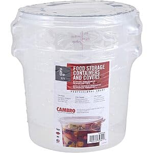 Set of 2 Cambro 6-Quart Round Food-Storage Containers w/ Lids $9.70 