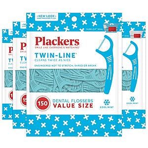 Plackers Twin-Line Dental Flossers, Advanced Whitening and Dual Action Flossing System, Easy Storage, Super Tuffloss, 2X The Clean, Cool Mint Flavor, 600 Count: $5.99