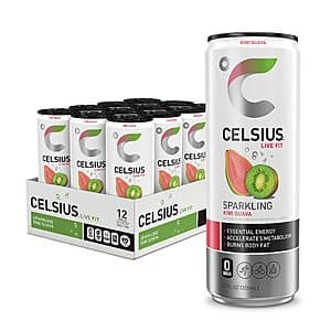 12-Pack 12-Oz Celsius Essential Energy Drink (Sparkling Kiwi Guava) $12.75 w/ Subscribe & Save