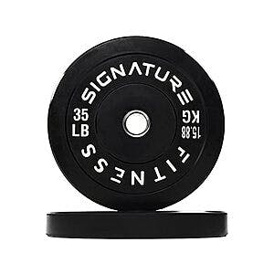 35-lbs Pair Signature Fitness 2" Olympic Bumper Plate Weight Plates w/ Steel Hub $40.25 + Free S&H w/ Prime