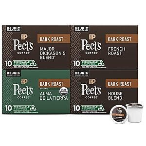 40-Count Peet's Coffee Dark Roast K-Cup Pods Variety Pack $13.20 w/ Subscribe & Save