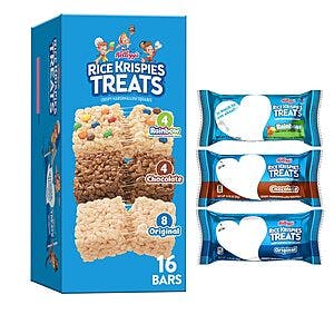 16-Count 0.78oz. Rice Krispies Treats Crispy Marshmallow Squares (Variety Pack) $4.10 w/ Subscribe & Save