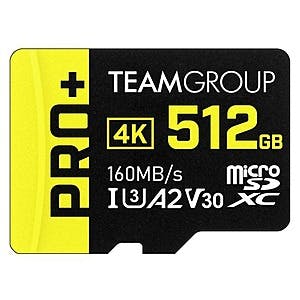 512GB Team Pro+ microSD Card @ $22.49 with code SSA2DR2956 @ Newegg