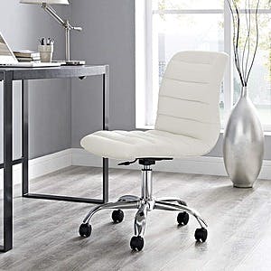 Modway Ripple Armless Mid Back Leatherette Office Chair (White) $39.99 + Free Shipping