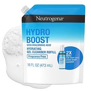 16-Oz Neutrogena Hydro Boost Hydrating Gel Face Cleanser Refill (Fragrance Free) $3.50 w/ Subscribe & Save