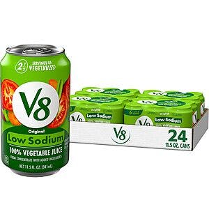 24-Pack 11.5oz. V8 Low Sodium Original 100% Vegetable Juice Blend 2 for $23.70 w/ Subscribe & Save + Free S/H