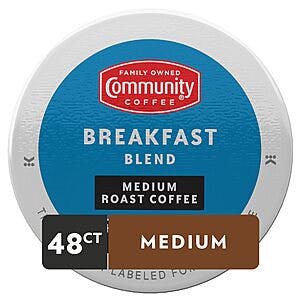Community Coffee Breakfast Blend Medium Roast Single-Serve Keurig K-Cup Pods 48 Count  $12.58 S&S