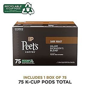 $23.99 /w S&S: 75-Count Peet's Coffee Major Dickason's Blend K-Cup Coffee Pods (Dark Roast)