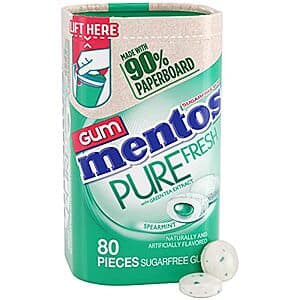 80-pc Mentos Pure Fresh Sugar-Free Chewing Gum w/ Xylitol (Spearmint) $3 w/ Subscribe & Save