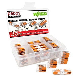 35-Piece WAGO 221 Lever Nuts Splicing Wire Connector Assortment w/ Case $18.05 