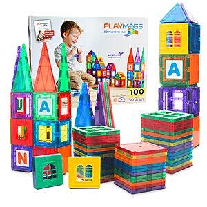 100-Piece Playmags 3D Magnetic Tiles Building Blocks Set $29.65 + Free Shipping