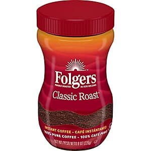 8-Oz Folgers Classic Roast Instant Coffee $3.70 w/ Subscribe & Save