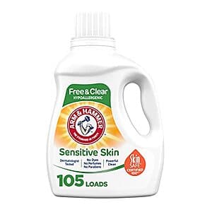 105-Oz Arm & Hammer Sensitive Skin Free & Clear Liquid Laundry Detergent $5.60 w/ Subscribe & Save