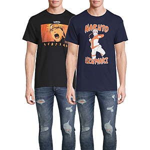 2-Pack Men's Naruto Uzumaki Anime Cotton Shirts (Various Sizes) $5.80 