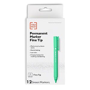 Select Staples Stores: 12-Pack TRU RED Fine Tip Permanent Markers (Green) $1.30 & More + Free Store Pickup