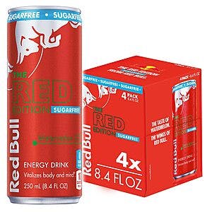 4-Pack 8.4-Oz Red Bull Red Edition Sugar Free Energy Drink (Watermelon) $4.19 w/ S&S + Free Shipping w/ Prime or on orders over $35