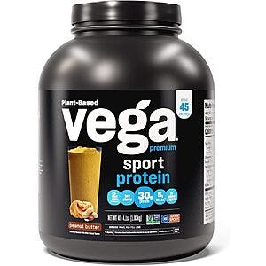 Select Accounts: 4.25-lbs Vega Sport Premium Protein Powder (Peanut Butter) $34.20 & More w/ S&S