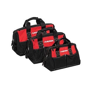 3-Piece Husky Zippered Top Tool Bag Combo (12", 15", 18" ) $30 + Free Shipping