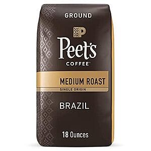 18-Oz Peet's Coffee Single Origin Brazil Medium Roast Ground Coffee $4 w/ Subscribe & Save