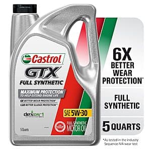 5-Qt Castrol GTX Full Synthetic Motor Oil (5W-20 or 0W-20) $22.75 w/ Subscribe & Save