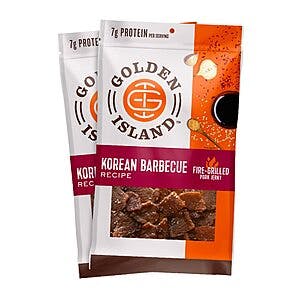 2-Pack 9-Oz Golden Island Fire-Grilled Pork Jerky (Korean Barbecue Recipe) $17.05 w/ Subscribe & Save