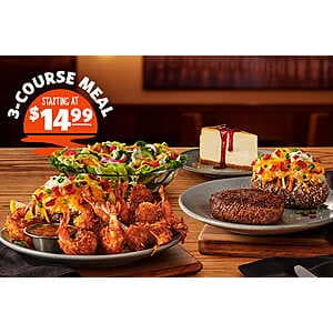 Outback Steakhouse: Aussie 3-Course Meal (Soup or Salad, Entree, Cheesecake) from $15 (Dine-In Only, Participating Locations)