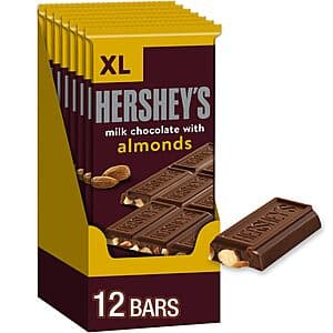 12-Pack 4.25oz HERSHEY'S Milk Chocolate with Almonds XL Candy Bars 2 for $28.40 w/ Subscribe & Save + Free Shipping