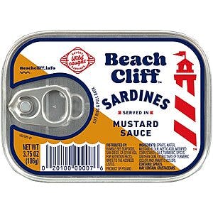 12-pack 3.75-oz Beach Cliff Wild Caught Sardines in Mustard Sauce $7.65 w/ Subscribe & Save