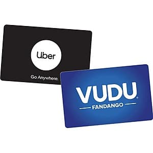 $100 Uber, Uber Eats or VUDU/Fandango at Home eGift Card (Digital Delivery) $85 & More