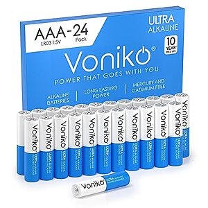 24-Pack Voniko Premium Grade AAA Alkaline Batteries $6.45 w/ Subscribe & Save