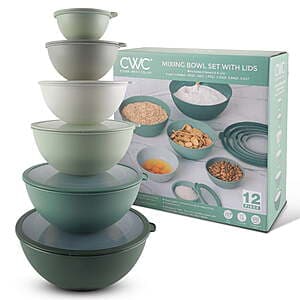 12-Pc Cook with Color Mixing Bowl Set w/ Non-Slip Silicone Base & Transparent Lids $10 + Free Store Pickup